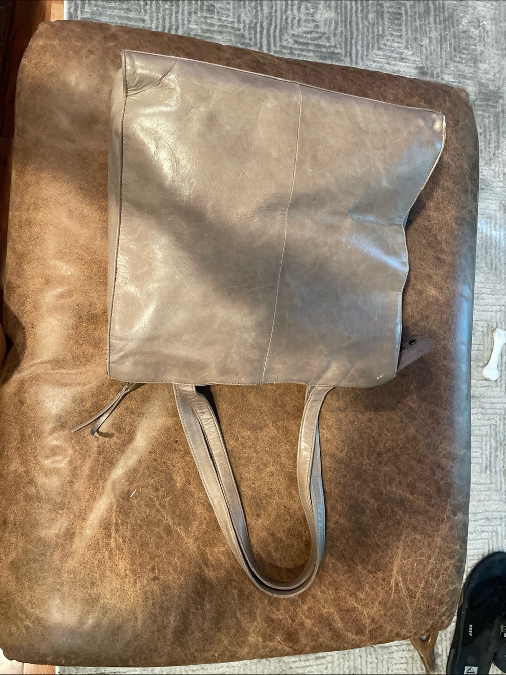 HOBO Taupe Studded Medallion Leather Tote - Picture 2 of 3